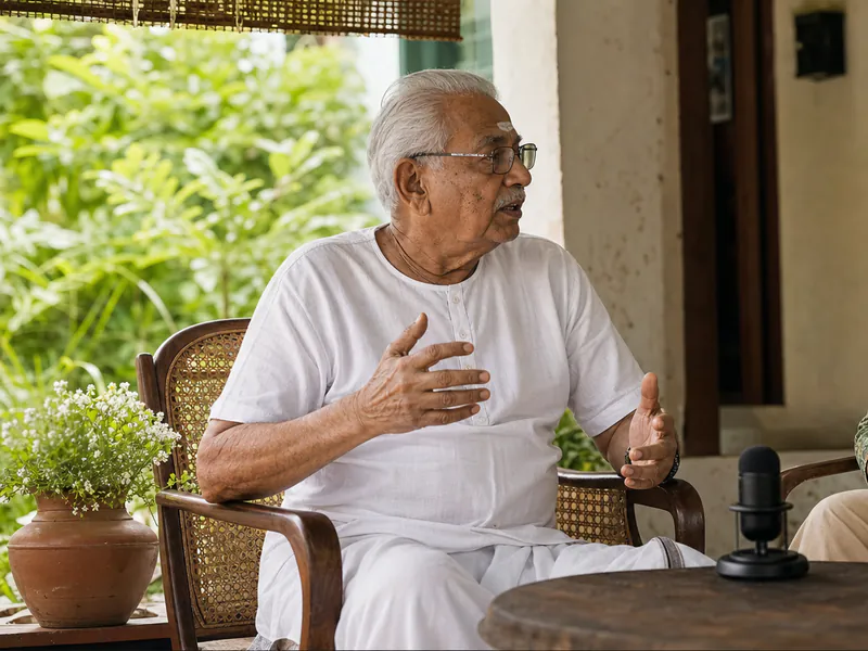 A father sharing a memory aloud with his adult daughter